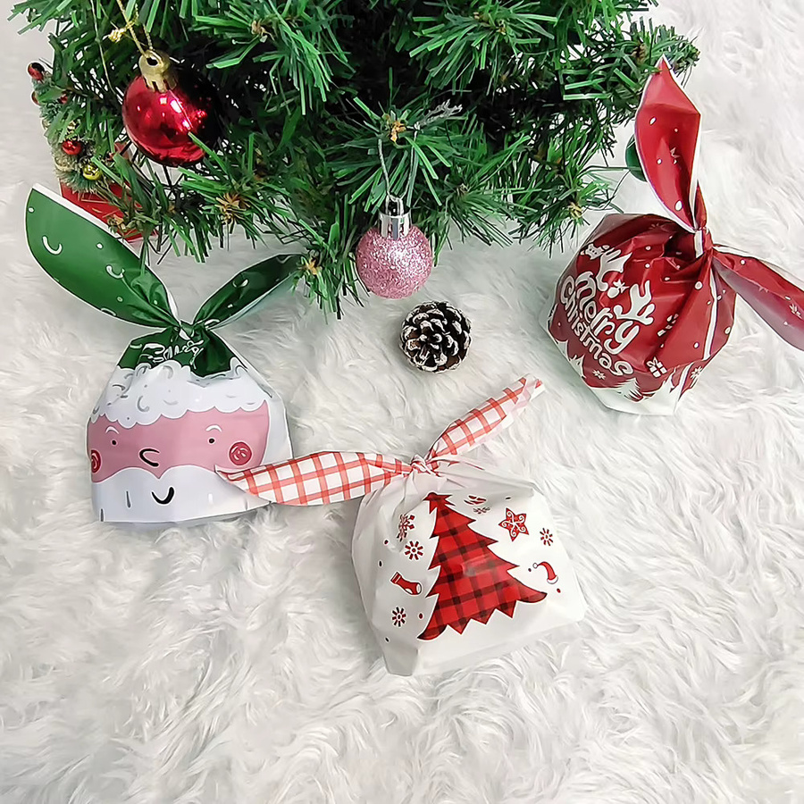 50 Stück Weihnachts-Geschenkbeutel aus Kunststoff mit Santa Claus Motiv für Süßigkeiten und Kekse - Bild 2