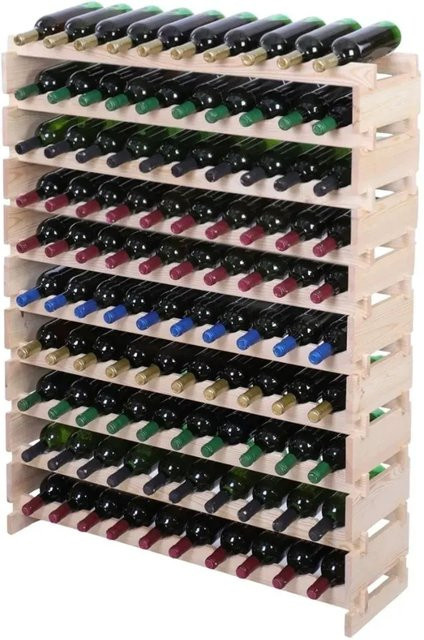 PROREGAL Weinregal VINOTECA FLEX aus massivem Kiefernholz, Natur unbehandelt, braun, H x B x T: 135 x 103 x 28 cm, Platz für 100 Flaschen auf 10 Ebenen - Bild 1