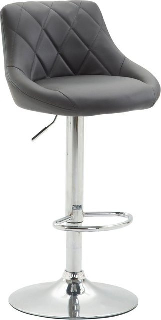 DELUKE Barhocker FALON Drehbarer Barstuhl mit Lehne aus Kunstleder in Grau und Silber, B/T/H: 46 x 49 x 83 cm - Bild 1