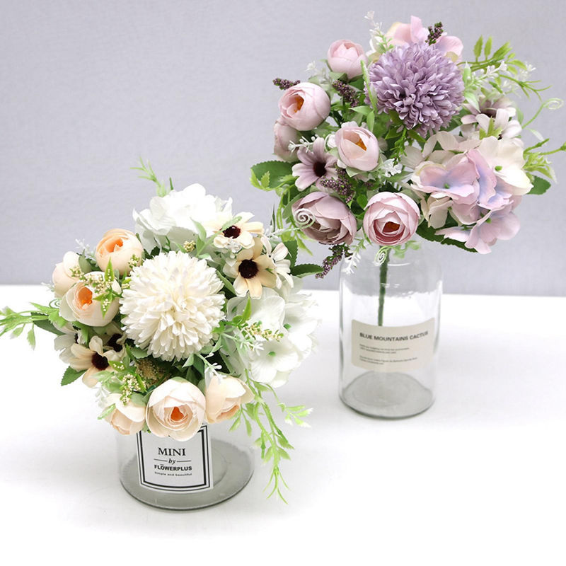 Tooarts Künstliche Hydrangea Blumenkugel in Beige und Weiß als florales Arrangement für Hochzeiten und Dekoration - Bild 4