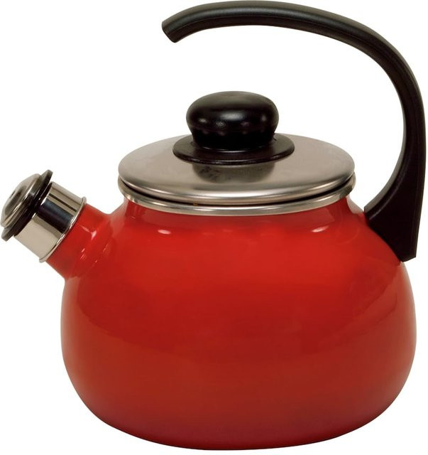 Flötenkessel Rom von Karl Krüger aus Emaille und Edelstahl in Rot, Grau oder Schwarz mit 2 l Inhalt und einem Durchmesser von 18 cm - Bild 1