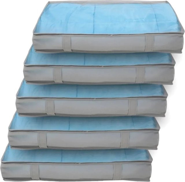 Svita Aufbewahrungstaschen 5er Set Organizer Unterbettkommode Grau, B/T/H: 70 x 45 x 15 cm, 100 x 45 x 15 cm, 100 x 45 x 15 cm, 100 x 45 x 15 cm, 100 x 45 x 15 cm - Bild 1