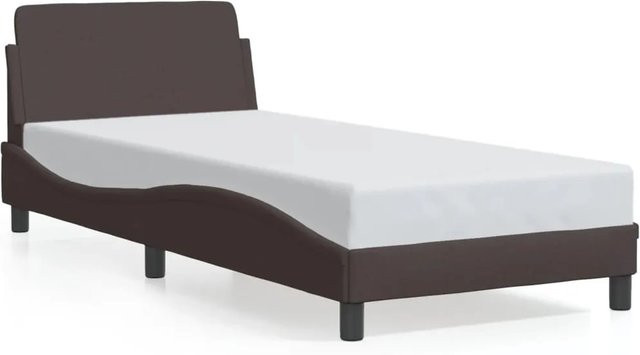 vidaXL Bettgestell mit Kopfteil in Dunkelbraun aus Stoff und Kiefernholz, B/T/H: 80 x 200 cm - Bild 1