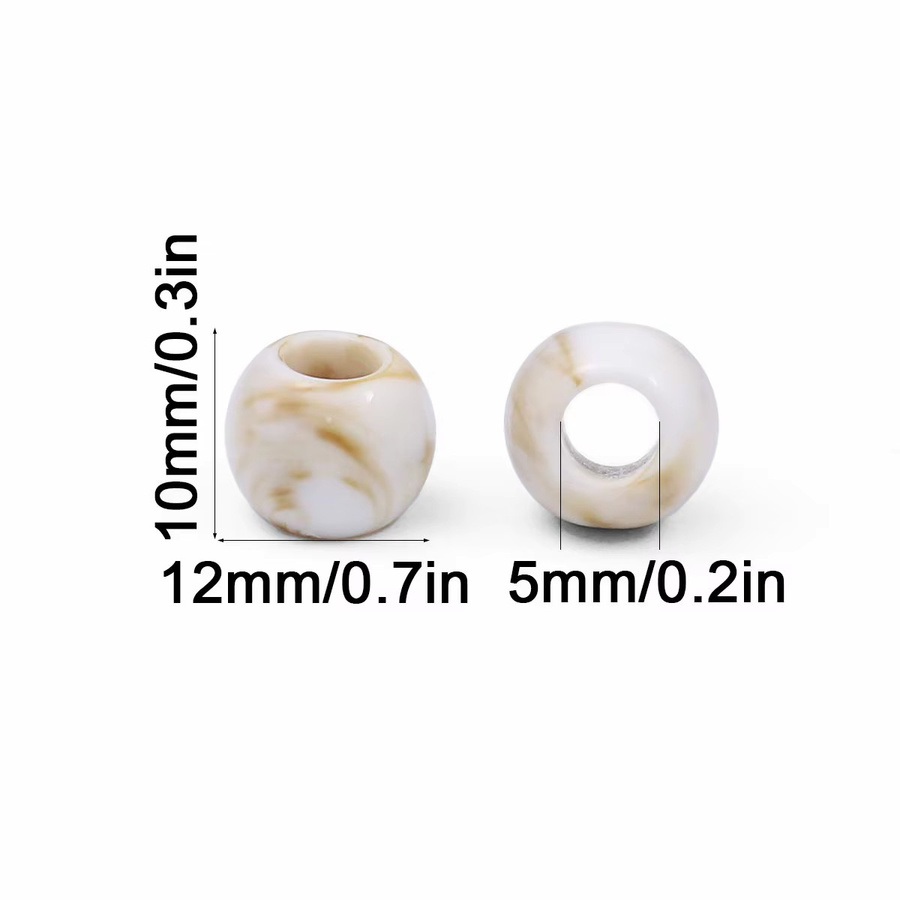 JHNBY Acryl Ombre Großlochperlen, Latte-Braun, 12 mm - Bild 2