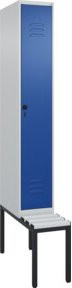 C+P Spind Classic PLUS Garderobenspind mit Sitzbank, 1 Abteil, Lichtgrau, B/T/H: 212,0 x 30,0 x 81,5 cm - Bild 1