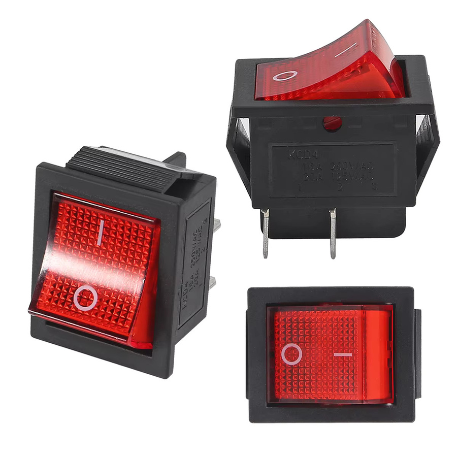 AOKIN KCD4 Rocker Schalter Set mit roter LED Beleuchtung, DPST 4 Pins 2 Position ON/OFF, 10A/125V 6A/250V, 5 Stück - Bild 6