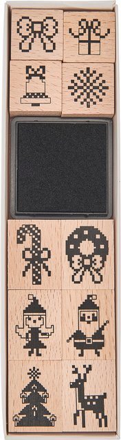 Rico Design Paper Poetry Stempelset Pixel in Schwarz aus Holz - Bild 1