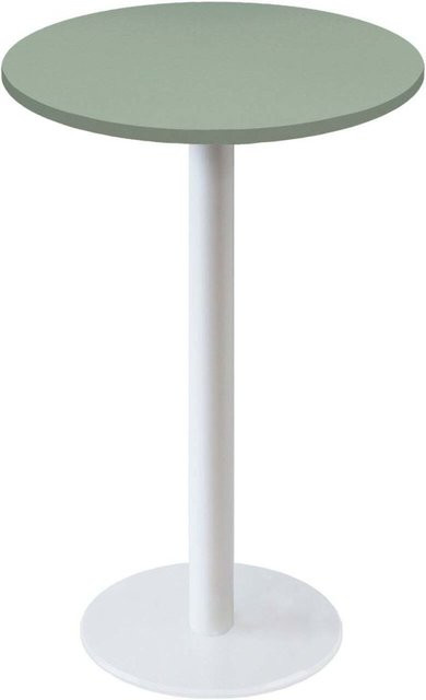 RestooTab Stehtisch Rome rund in Weiß und Hellgrün mit zentraler Säule, Höhe: 110 cm, Durchmesser: 60 cm - Bild 1