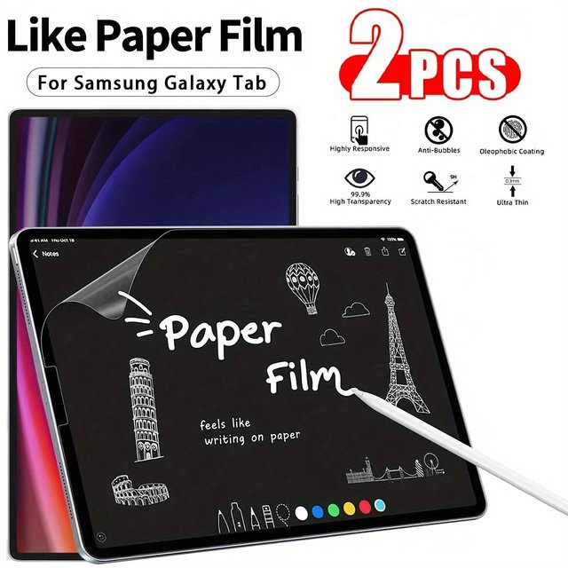 2 Stück Papierfolie Displayschutzfolie für Samsung Galaxy Tab S11 Ultra S10 FE S9 S7 FE S6 Lite A9 A8 A7 in Transparent - Bild 1