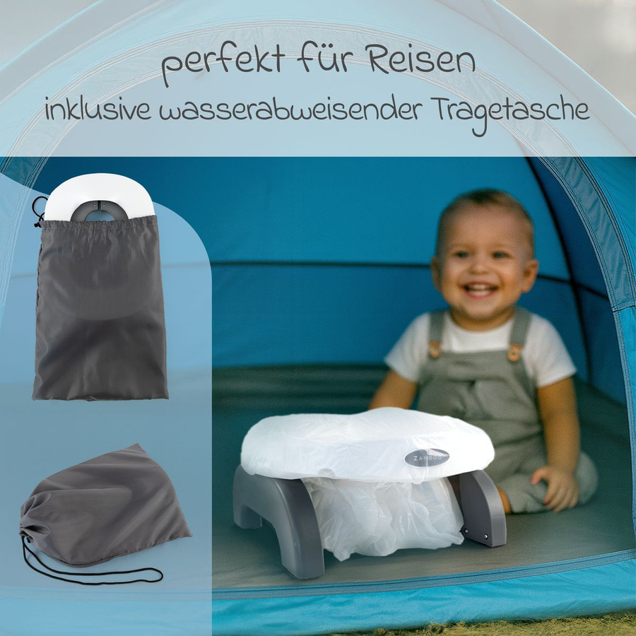 Zamboo Reisetöpfchen faltbarer Toilettensitz mit Aufbewahrungstasche Weiß Grau - Bild 4