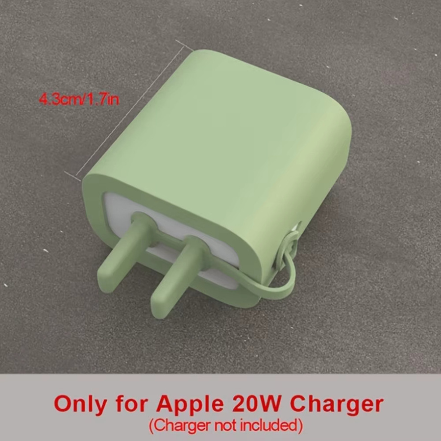 PD Silikon-Ladegerätabdeckung für 20W USB-C Ladekabel, Schutzkappe für iPhone 17 Pro Max, 16, 11, in Weiß und Grün - Bild 4