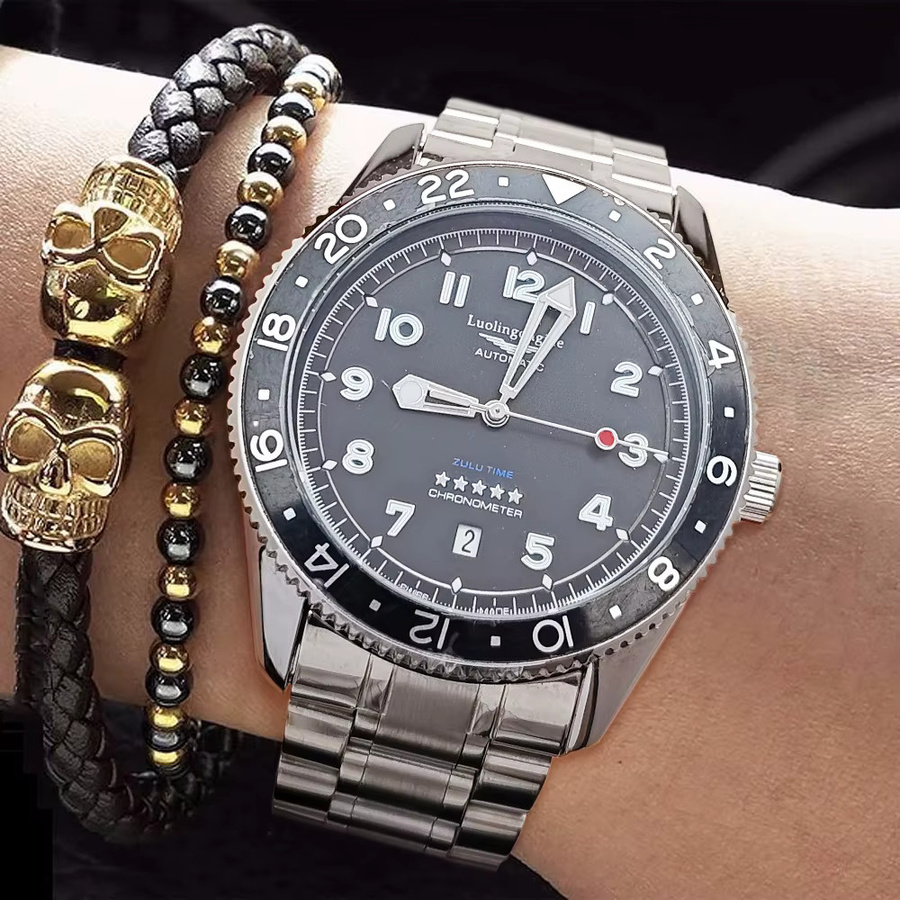 LUOLINGONGJUE Automatik-Armbanduhr, Edelstahl, Schwarz, Herren - Bild 2