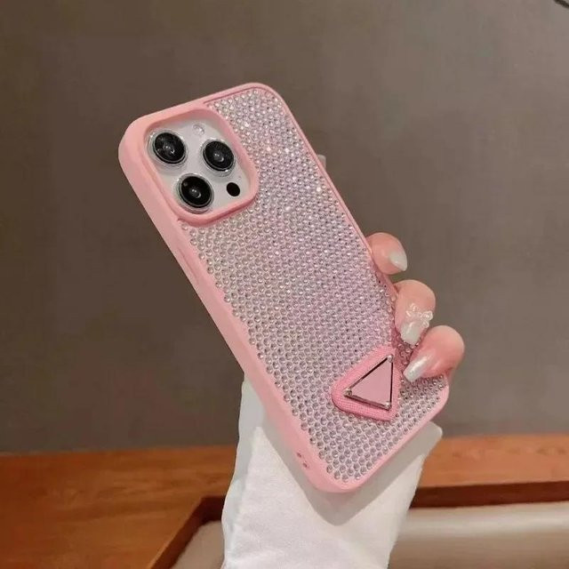 Luxuriöse Bling Telefonhülle für iPhone 16 Pro Max 15 14 Plus 13 12 Pro Max mit Glitzersteinen und Diamant-Effekt in Rosa - Bild 1