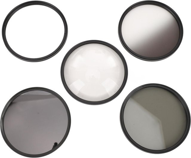 Igeteck Kameraobjektiv-Filter-Kit mit CPL ND8-Filter, 6-Punkt-Sternfilter, Grauverlaufsfilter und Makrofilter, 49mm, Grau/Schwarz - Bild 1