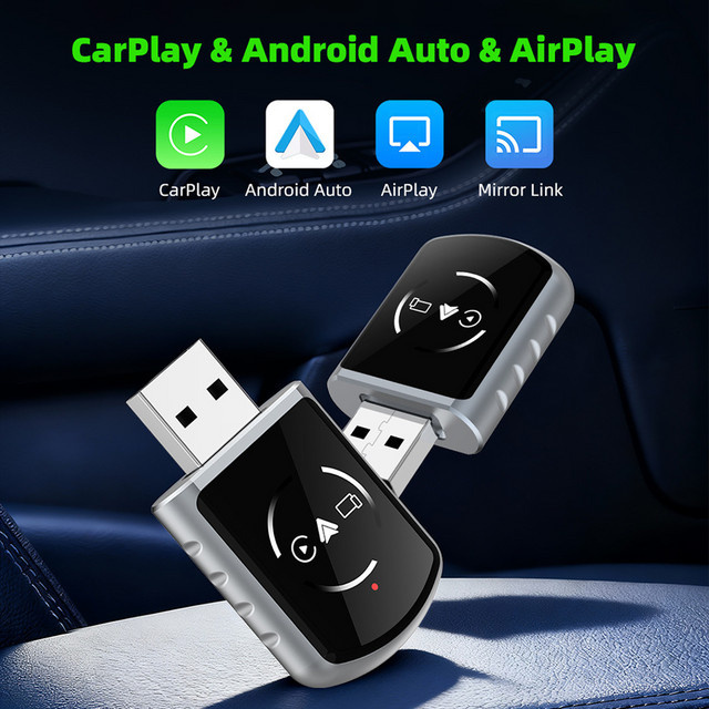 uhulamb 4-in-1 Wireless CarPlay Adapter für Apple Mirror Link und Android Auto Smart Box zur kabellosen Nutzung für Autos mit kabelgebundenem CarPlay - Bild 1