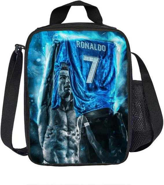 Isolierte Lunchbox mit Ronaldo Fußballstar Motiv von Fancy Style Studio, auslaufsichere Thermotasche in Blau - Bild 1