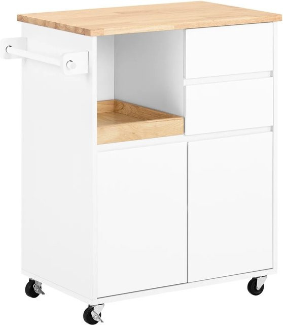 SoBuy Küchenwagen mit Arbeitsplatte und Servierwagen in Weiß, Modell FKW123-WN, B/T/H: 72 x 40 x 84 cm - Bild 1