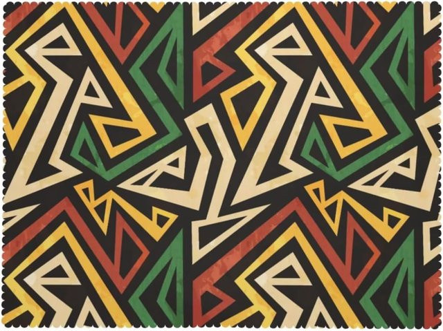 Afrikanische Tischdecke von JMG Household Supplies mit abstraktem ethnischem Geometrie-Muster in Multicolour, B/B: 140 x 180 cm - Bild 1