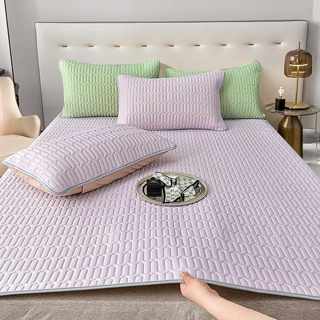 3-teiliges Sommer-Bettwäscheset Your Warm Home aus Microfaser in Lila, bestehend aus Bettbezug und Kissenbezügen, Jacquard-Design, B/H: 90 x 200 cm - Bild 1