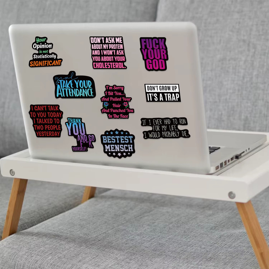 50 Stück Sarkastische Aufkleber Set in Multicolour für Laptop Skateboard und Helm wasserfest - Bild 3