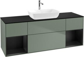 V&B Waschtischunterschrank Finion mit Wandbeleuchtung, Blau lackiert, Breite: 160 cm, Tiefe: 50,1 cm, Höhe: 50,1 cm - Bild 1
