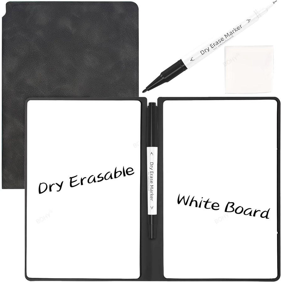 BOHY Whiteboard-Notizbuch A5 Wochenplaner in Schwarz inklusive Stift zum Wiederverwenden - Bild 2
