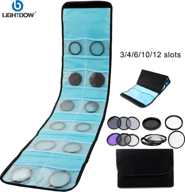 Lightdow Objektivfilterbeutel mit 3 Steckplätzen und 4 Taschen für UV CPL ND FLD Filter und Objektivadapter - Bild 1