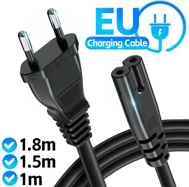 BAPPSUS 2-poliges Netzkabel C7 mit EU-Stecker in Schwarz für PS5, PS4, Xbox, Computer und TV - Bild 1