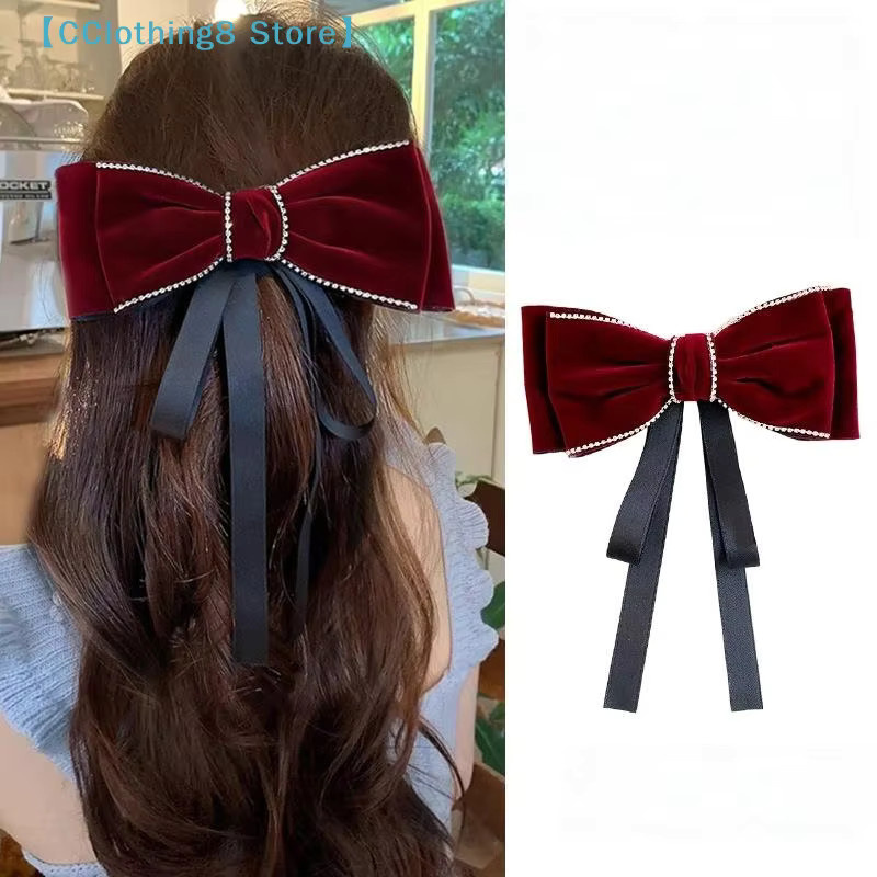 AliS8 Retro-Haarspange mit Strass und Samtschleife, Damen - Bild 2