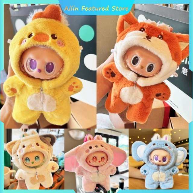 Labubu Kleidungsset mit Elefanten- und Katzen-Motiv für Anziehpuppen, 10 cm Zubehör-Set - Bild 1