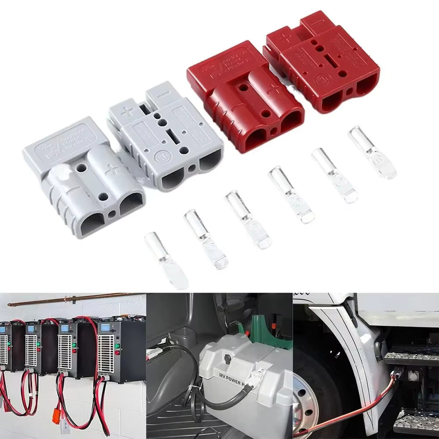 2/4 Stück Hochstrom-Schnellsteckverbinder für Batterie und Solarkabel, 50A 120A AMP 600V, Farbe: Grau - Bild 3