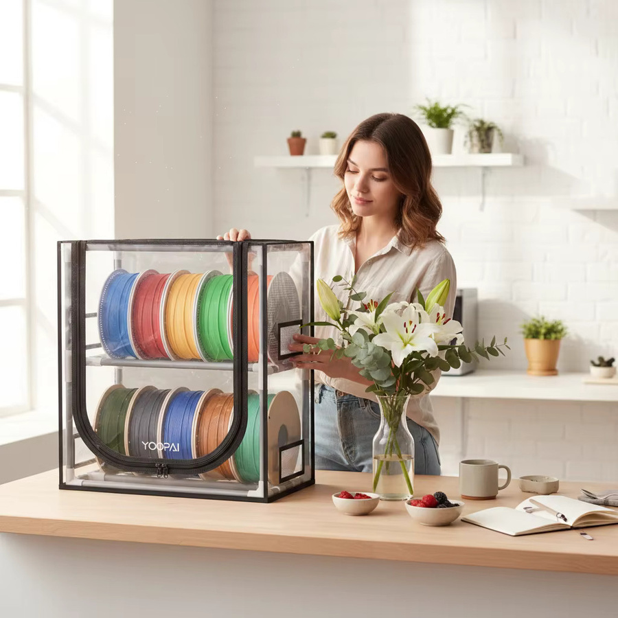 YOOPAI Filament-Aufbewahrungsbox und Trockner für 10 bis 20 Rollen, wasserdicht und staubdicht, Schwarz/Transparent - Bild 3