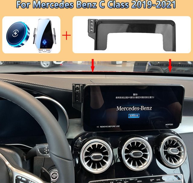 Magnetische MagSafe Smartphone-Halterung mit kabelloser Ladefunktion für Mercedes Benz C-Klasse W205 in Schwarz - Bild 1