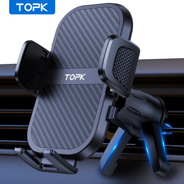 TOPK Autotelefonhalter für Lüftungsschlitze mit Metallhaken in Schwarz, kompatibel mit iPhone 17 16 15 Pro Max und Samsung S25 Ultra - Bild 1