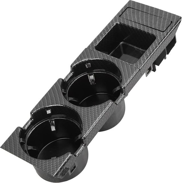 Koogeelife Mittelkonsolen Getränkehalter und Münzaufbewahrung in Kohlefaser-Optik Schwarz für BMW E46 3er Serie 99-06 - Bild 1