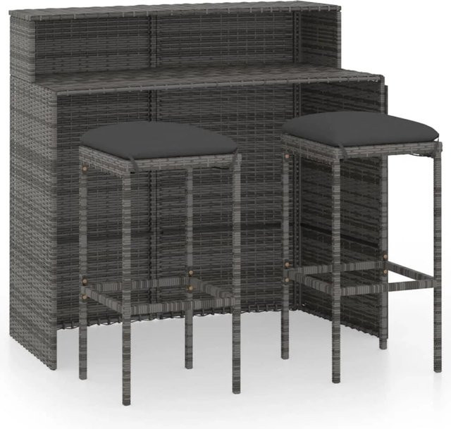 vidaXL 3-tlg Gartenbar-Set mit Kissen in Grau und Anthrazit aus Stahl und Polyester Modell 1 - Bild 1