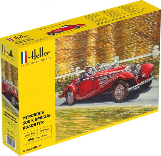 Heller Mercedes 500 K Special Roadster, Fahrzeug, 1:24, Rot - Bild 1