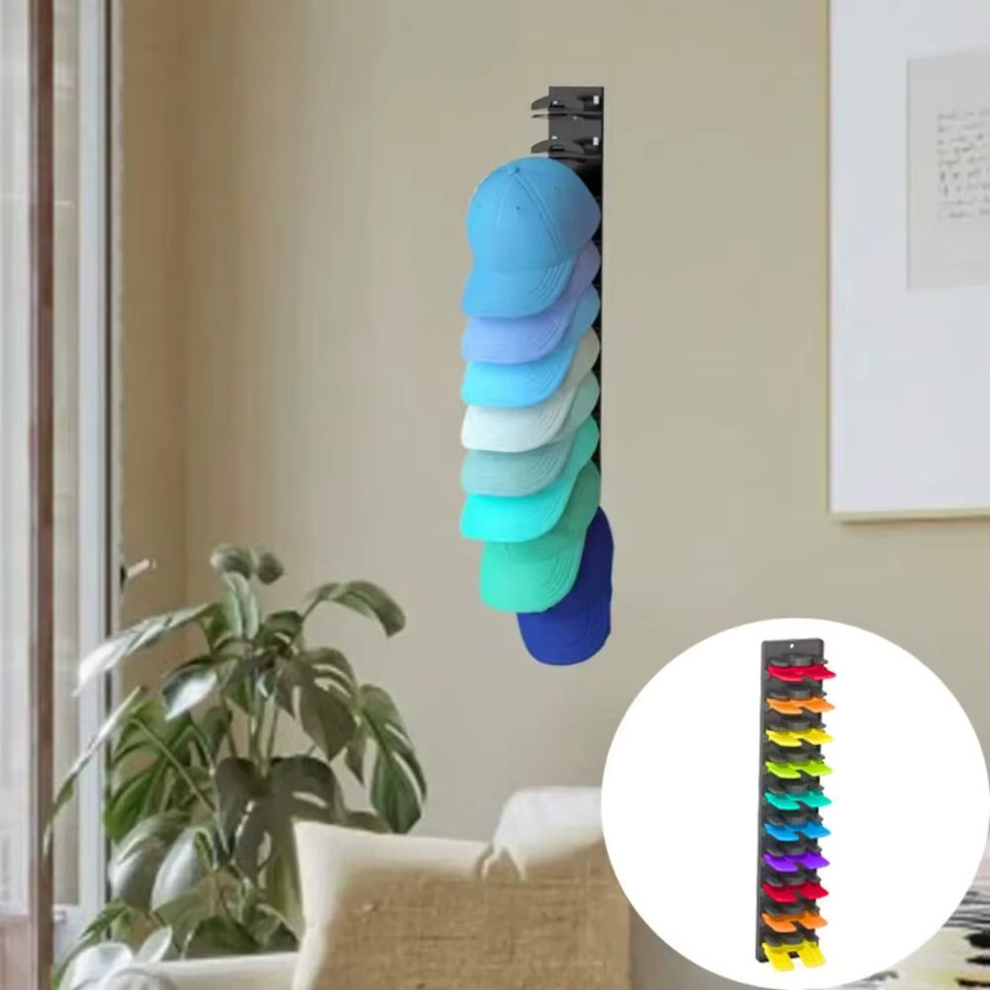 Multifunktionaler Hut-Organizer von Untior für Baseballkappen, Wand-Hutablage aus Kunststoff in Multicolour, B: 36,6 cm, H: 7,0 cm - Bild 2