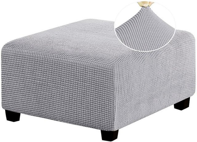 Universeller Hockerbezug aus Polyester in Grau für quadratische Hocker und Fußpedale, Höhe: 80-103 cm, Breite: 35-45 cm - Bild 1