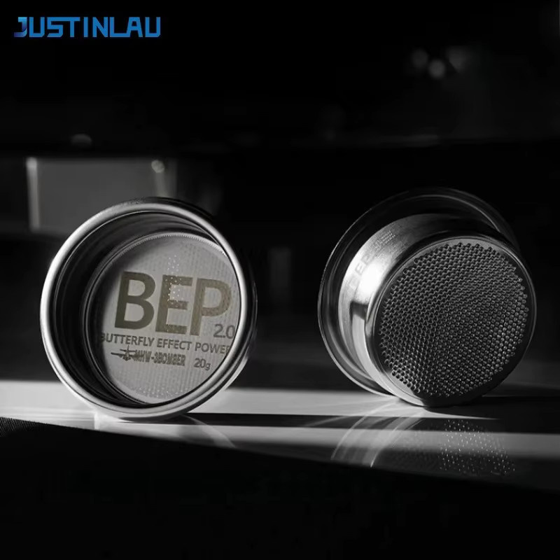 JUSTINLAU Edelstahl Espresso-Filterkorb aus Silber, wiederverwendbares Doppelschicht-Kaffeesieb für runden Siebträger - Bild 2