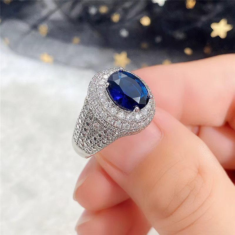 Huitan Damenring Silber, blauer Zirkonia - Bild 3