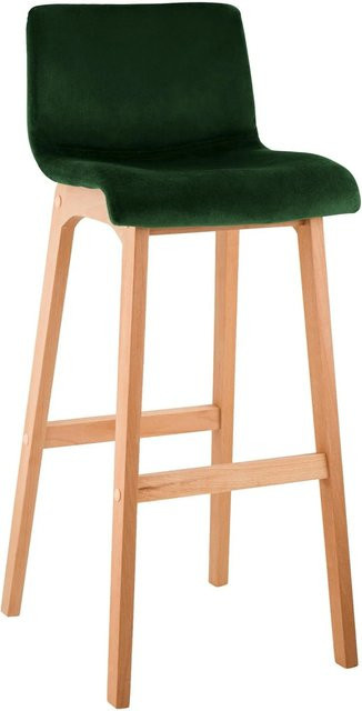 DELUKE Barhocker TENAR mit Lehne aus Samt in Grün und Braun, B/T/H: 41 x 46 x 101 cm - Bild 1