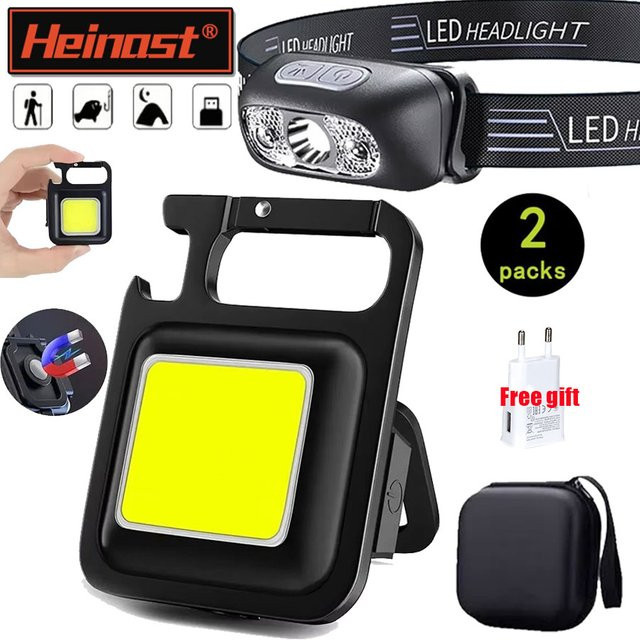 Heinast Mini LED Schlüsselanhänger Taschenlampe mit Bewegungssensor und Magnet, wiederaufladbar, Schwarz - Bild 1