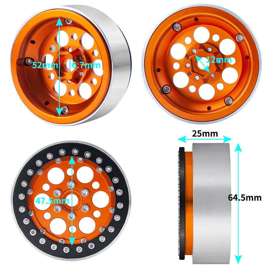 AXSPEED Aluminium-Legierung Beadlock-Felgen, 2,2 Zoll, 25mm, 1:10 - Bild 4