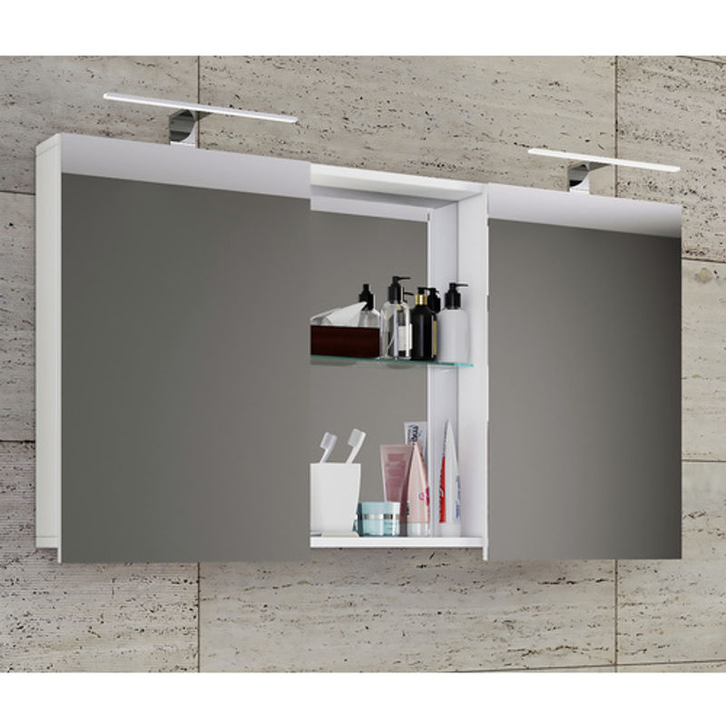 VCM Spiegelschrank Budasi in Weiss mit LED-Beleuchtung und ESG-Sicherheitsglas, B/H/T: 112 x 59 x 12 cm - Bild 3