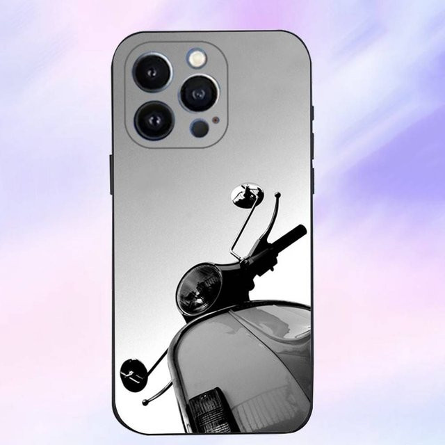 V-VespaS Roller Handyhülle aus weichem Silikon für iPhone 16, 15, 14, 13, 12, 11, XS, X, XR, SE, Mini, 8, 7 in Schwarz - Bild 1