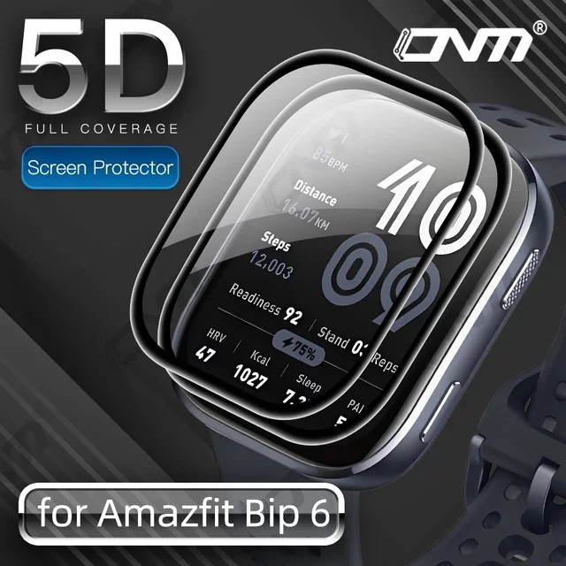 ONM 3D-Schutzfolie für Amazfit Bip 6, transparente Displayschutzfolie mit vollständiger Abdeckung und HD-Klarheit - Bild 1