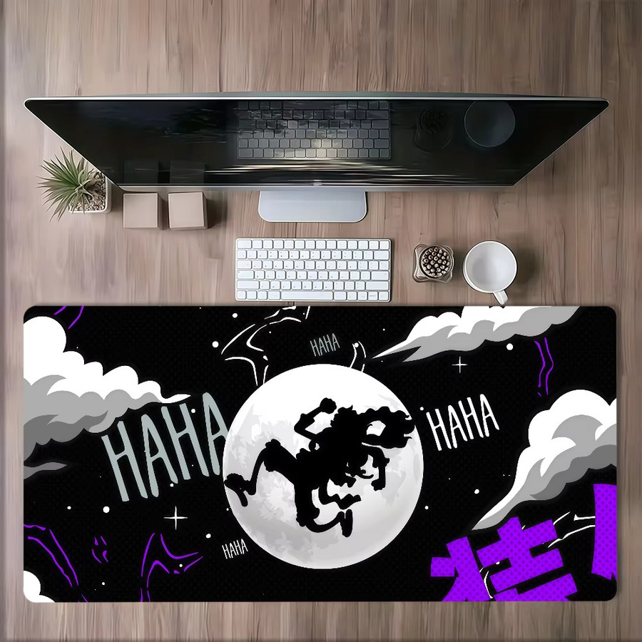 One Piece Luffy Gear 5 Kunst-Mauspad Schwarz-Weiß, großes rutschfestes Mauspad für Schreibtisch und Tastatur - Bild 3