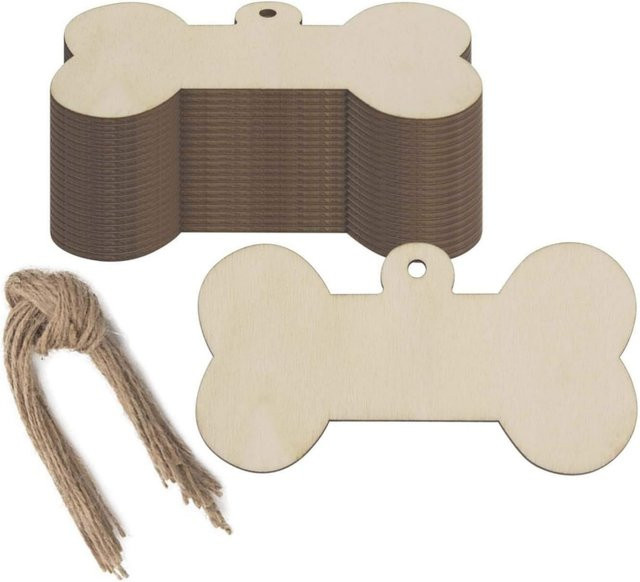10 Stück knochenförmige Holzausschnitte in Beige für DIY-Handwerk und Dekoration - Bild 1