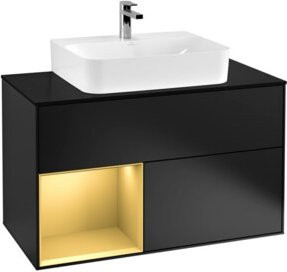 V&B Waschtischunterschrank Finion 100 Wandbeleuchtung in Blau lackiert, Breite: 100 cm, Höhe: 50,1 cm, Tiefe: 50,1 cm - Bild 1